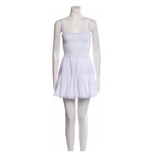 Charo Ruiz Ibiza Smocked Mini Dress Womens Medium White Square Neck Sleeveless